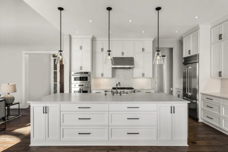 View of kitchen island